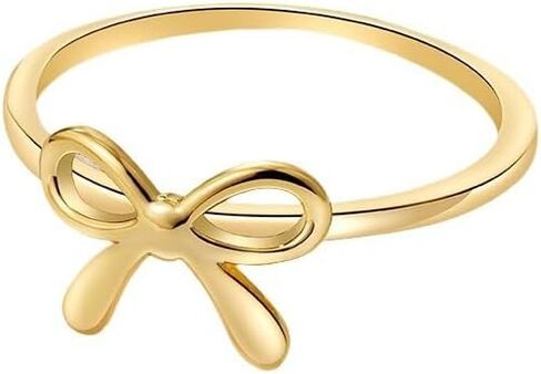 Progresssail Bow Rings for Women Dainty Bow Tie Band Ring 18K Gold Plated Cute Thin Engagement Knuckle Bow Rings Gold Bowknot Small Stacking Ring Valentines Day Bow Ring for Her Trendy Jewelry in Kuwait
