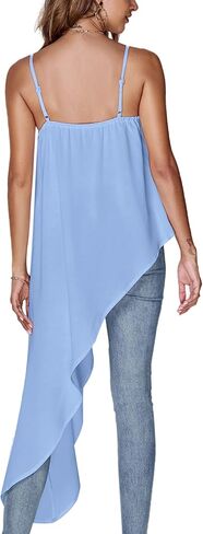 Umenlele Women's Square Neck Spaghetti Strap Sleeveless High Low Loose Fit Cami Top in Saudi Arabia