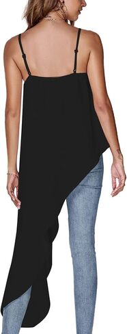 Umenlele Women's Square Neck Spaghetti Strap Sleeveless High Low Loose Fit Cami Top in Saudi Arabia