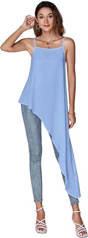 Umenlele Women's Square Neck Spaghetti Strap Sleeveless High Low Loose Fit Cami Top in Saudi Arabia