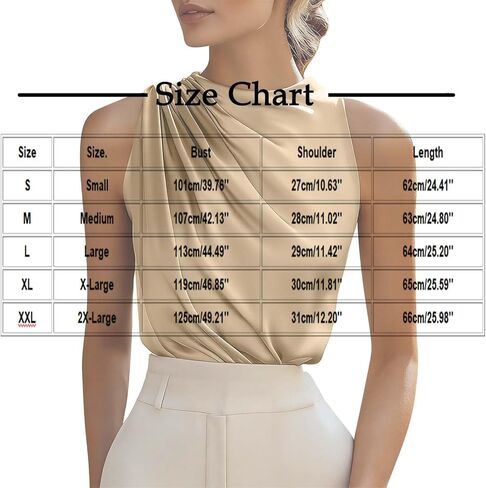 Women's Satin Sleeveless Blouse Draped Neck Elegant Silky Tank Top Dressy Work Office Party Going Out Shirts in Saudi Arabia
