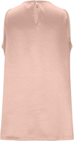 Women's Satin Sleeveless Blouse Draped Neck Elegant Silky Tank Top Dressy Work Office Party Going Out Shirts in Saudi Arabia