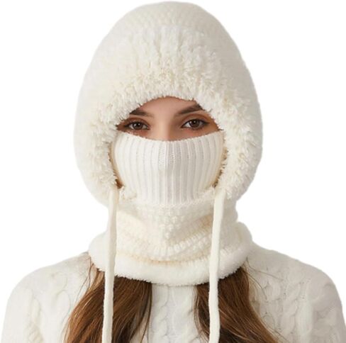 Ouyniei 3 in 1 Beanie Hat,Womens Winter Hat with Scarf and Mask Knit for Cold Weather Winter Thermal Cover Face Snow Caps in Saudi Arabia