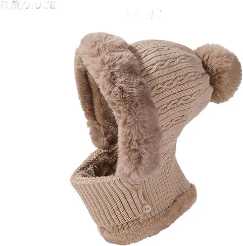 Ouyniei 3 in 1 Beanie Hat,Womens Winter Hat with Scarf and Mask Knit for Cold Weather Winter Thermal Cover Face Snow Caps in Saudi Arabia