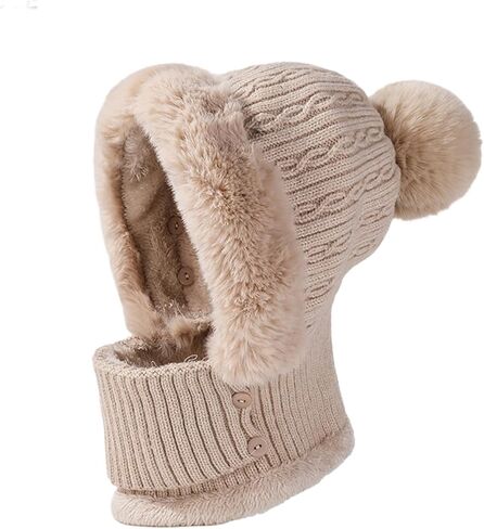 Ouyniei 3 in 1 Beanie Hat,Womens Winter Hat with Scarf and Mask Knit for Cold Weather Winter Thermal Cover Face Snow Caps in Saudi Arabia