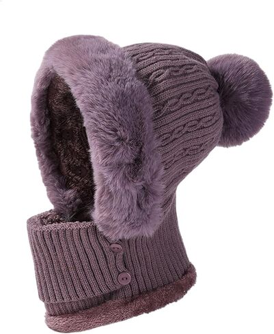Ouyniei 3 in 1 Beanie Hat,Womens Winter Hat with Scarf and Mask Knit for Cold Weather Winter Thermal Cover Face Snow Caps in Saudi Arabia