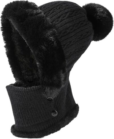 Ouyniei 3 in 1 Beanie Hat,Womens Winter Hat with Scarf and Mask Knit for Cold Weather Winter Thermal Cover Face Snow Caps in Saudi Arabia