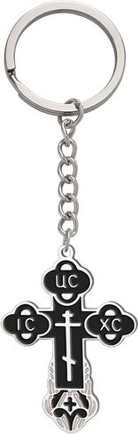 TEAMER Cross Keychain الروسية الأرثوذكسية الصليب الكنيسة الشرقية المفاتيح الدينية المسيحية الصلاة مجوهرات للرجال والنساء in Kuwait