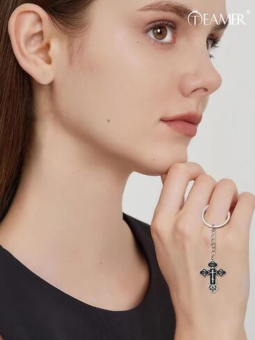 TEAMER Cross Keychain الروسية الأرثوذكسية الصليب الكنيسة الشرقية المفاتيح الدينية المسيحية الصلاة مجوهرات للرجال والنساء in Kuwait