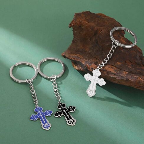 TEAMER Cross Keychain الروسية الأرثوذكسية الصليب الكنيسة الشرقية المفاتيح الدينية المسيحية الصلاة مجوهرات للرجال والنساء in Kuwait