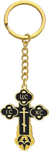 TEAMER Cross Keychain الروسية الأرثوذكسية الصليب الكنيسة الشرقية المفاتيح الدينية المسيحية الصلاة مجوهرات للرجال والنساء in Kuwait