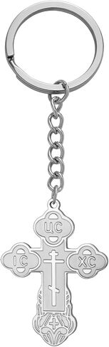 TEAMER Cross Keychain الروسية الأرثوذكسية الصليب الكنيسة الشرقية المفاتيح الدينية المسيحية الصلاة مجوهرات للرجال والنساء in Kuwait