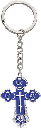 TEAMER Cross Keychain الروسية الأرثوذكسية الصليب الكنيسة الشرقية المفاتيح الدينية المسيحية الصلاة مجوهرات للرجال والنساء in Kuwait