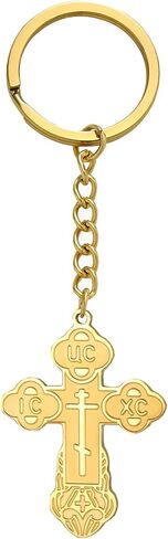 TEAMER Cross Keychain الروسية الأرثوذكسية الصليب الكنيسة الشرقية المفاتيح الدينية المسيحية الصلاة مجوهرات للرجال والنساء in Kuwait