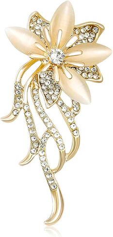 coadipress Crystal Flower Brooches Pins for Women Pink Zirconia Rhinestone Flower Floral Brooches Pins Dainty Elegant Bouquets Costume Jewelry Gifts in Saudi Arabia