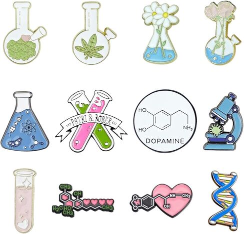 12 Pcs Science Theme Enamel Pins for Badge Science Pins Cute Kawaii Cartoon Scientist Lapel Laboratory Brooch Pin for Lab Week Gifts Backpacks Adults Caps Bags in Saudi Arabia