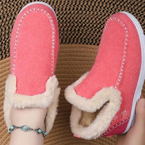Orthopedic Fleece Slip-On Boots for Women, Warm Arch Support Snow Booties, Anti-Slip Round Toe Indoor Outdoor Shoes in Saudi Arabia