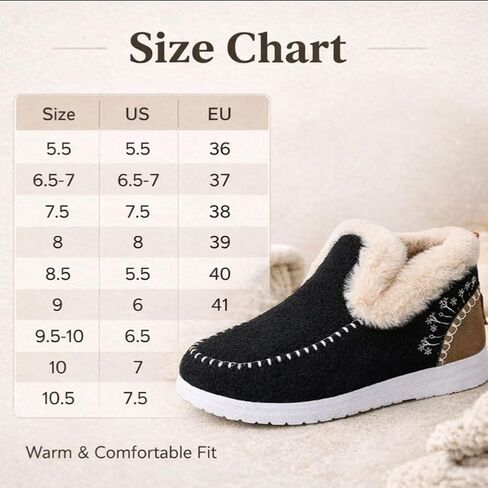 Orthopedic Fleece Slip-On Boots for Women, Warm Arch Support Snow Booties, Anti-Slip Round Toe Indoor Outdoor Shoes in Saudi Arabia