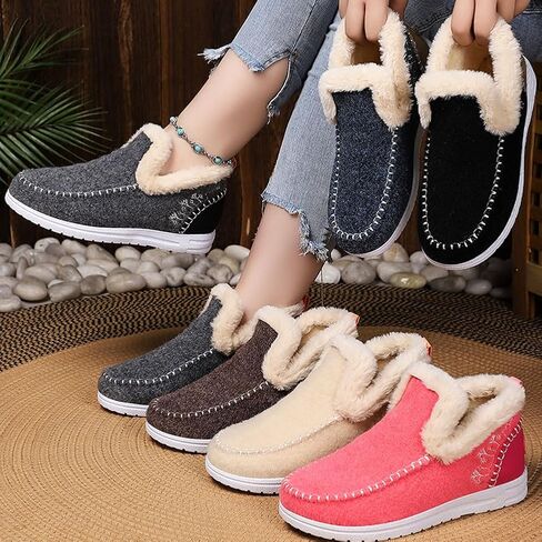 Orthopedic Fleece Slip-On Boots for Women, Warm Arch Support Snow Booties, Anti-Slip Round Toe Indoor Outdoor Shoes in Saudi Arabia