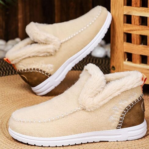 Orthopedic Fleece Slip-On Boots for Women, Warm Arch Support Snow Booties, Anti-Slip Round Toe Indoor Outdoor Shoes in Saudi Arabia