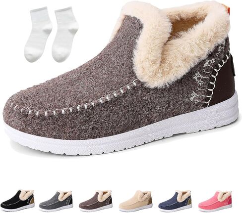 Orthopedic Fleece Slip-On Boots for Women, Warm Arch Support Snow Booties, Anti-Slip Round Toe Indoor Outdoor Shoes in Saudi Arabia