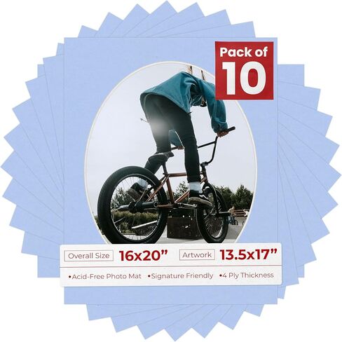 16x20 حصيرة مقطوعة مقطوعة ل 13.5x17 صور - Precut Brittany Blue Oval Photo Mat Board فتحة - حمض خالي in Kuwait