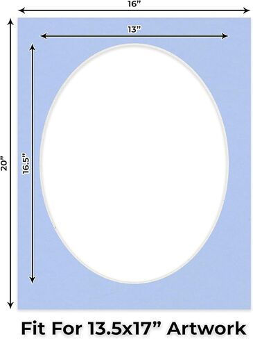 16x20 حصيرة مقطوعة مقطوعة ل 13.5x17 صور - Precut Brittany Blue Oval Photo Mat Board فتحة - حمض خالي in Kuwait
