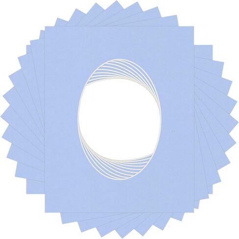 16x20 حصيرة مقطوعة مقطوعة ل 13.5x17 صور - Precut Brittany Blue Oval Photo Mat Board فتحة - حمض خالي in Kuwait