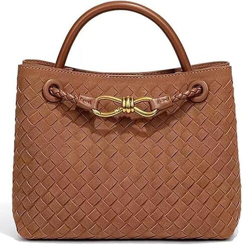 Suede Woven Tote Bag for Women Retro Woven Bag Handbag Bow Shoulder Satchel Suede Crossbody Purse Top Handle Tote Handbags in Saudi Arabia