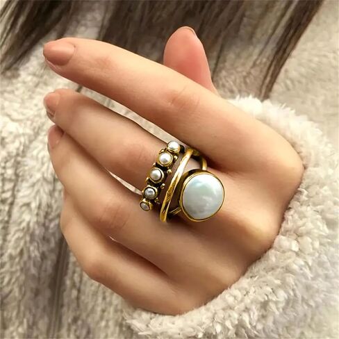 Delicate Lady Retro Simulated Pearl Rings for Anniversary Vintage Style Party Accessories for Women in Saudi Arabia