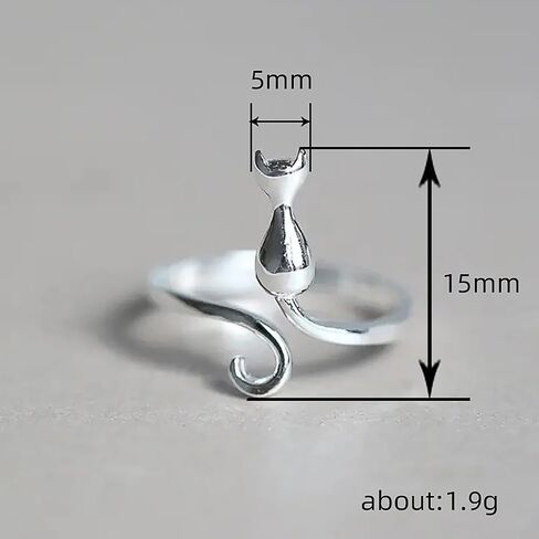 Animal Cat Opening Rings Metal Silver Color Lovely Finger Accessories Daily Wear Jewelry in Saudi Arabia