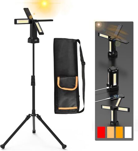 13200mAh Rechargeable Solar Work Light IP64 Waterproof with Folding Stand and Wheels and Carrying Bag, AODOO 8000 Lumen Stepless Dimmable , White/Warm/Nature White/RED(SOS) in Kuwait