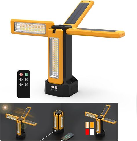 13200mAh Rechargeable Solar Work Light IP64 Waterproof with Folding Stand and Wheels and Carrying Bag, AODOO 8000 Lumen Stepless Dimmable , White/Warm/Nature White/RED(SOS) in Kuwait
