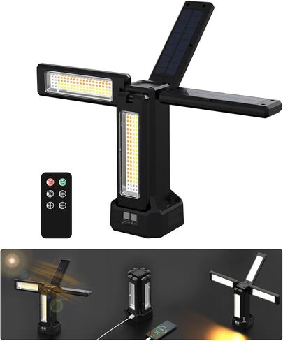 13200mAh Rechargeable Solar Work Light IP64 Waterproof with Folding Stand and Wheels and Carrying Bag, AODOO 8000 Lumen Stepless Dimmable , White/Warm/Nature White/RED(SOS) in Kuwait
