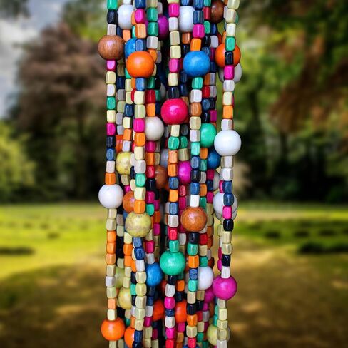 ستائر Atsweetlife المصنوعة من الخيزران المطرزة للمداخل، ستائر من خرز الباب، ستائر خشبية من سلسلة للمداخل، خزانة خشبية، مقسم للغرفة، ديكور منزلي (قوس قزح، 90×180 سم/35×71 بوصة) in Kuwait