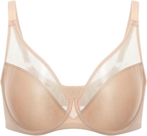 Women's Minimizer Bras Plus Size Full Coverage Underwire Unlined Sheer Bra in Saudi Arabia