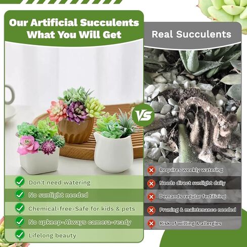 12 Pack Realistic Flocked Artificial Succulents, Faux Plastic Succulents Mini Fake Plants for Garden Craft, Cake, Party, Indoor/Outdoor Decor in Saudi Arabia