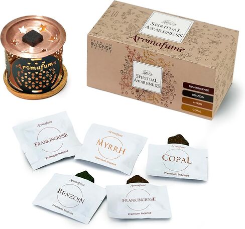 مجموعة هدايا البخور للوعي الروحي من Aromafume | 12 طوبة وزهرة الحياة - الموقد الغريب | 3 قطع لكل منها - اللبان والكوبال والمزيد | مثالية للتطهير الروحي in Saudi Arabia
