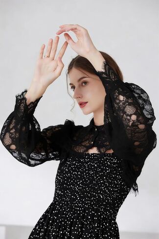Amazleer Women's Mesh Lace Shrug, Crop Top, Y2K Aesthetic Arm Sleeves, Fairycore Long Sleeve Cardigan, Grunge Accessories in Saudi Arabia