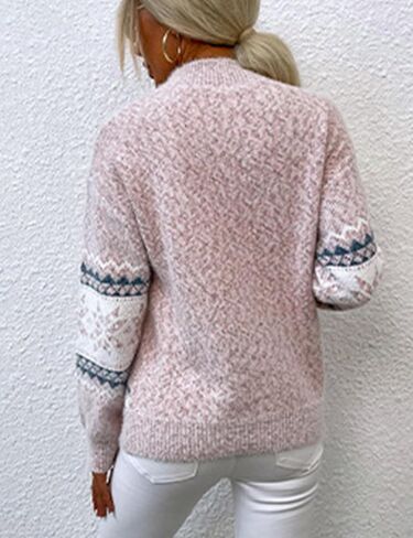 المرأة عيد الميلاد ندفة الثلج نمط متماسكة سترة صوفية طويلة الأكمام البلوزات in Kuwait