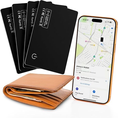 4-Pack 2026 Air Card Tag Tracker Wallet Tracker Card| Ultra Slim 0.07in, IP68 Waterproof | Works with Find My (iOS) | for Wallets, Keys, Luggage,Bags in Saudi Arabia