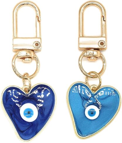 Infxyfy 4pcs Evil Eye Keychains Sweat-heart Keychains Protection Charm for Women Men Car Key Ring Bag Purse Accessories in Saudi Arabia