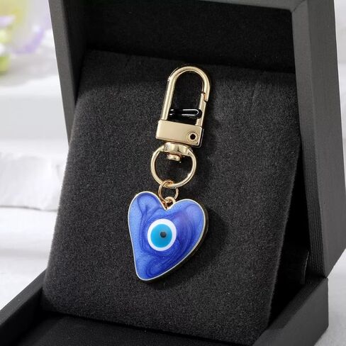 Infxyfy 4pcs Evil Eye Keychains Sweat-heart Keychains Protection Charm for Women Men Car Key Ring Bag Purse Accessories in Saudi Arabia