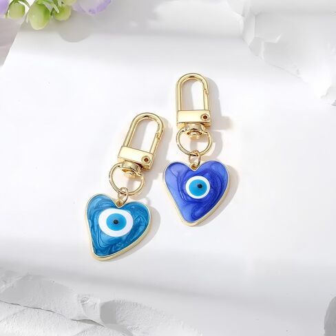 Infxyfy 4pcs Evil Eye Keychains Sweat-heart Keychains Protection Charm for Women Men Car Key Ring Bag Purse Accessories in Saudi Arabia