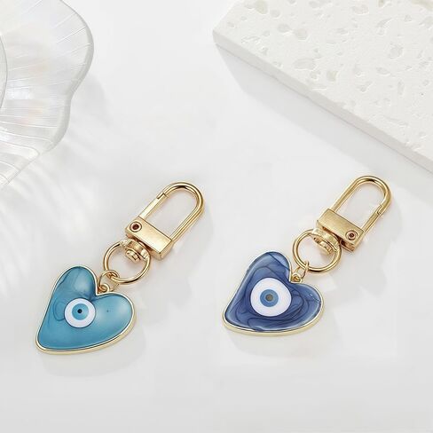 Infxyfy 4pcs Evil Eye Keychains Sweat-heart Keychains Protection Charm for Women Men Car Key Ring Bag Purse Accessories in Saudi Arabia