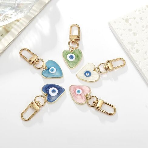 Infxyfy 4pcs Evil Eye Keychains Sweat-heart Keychains Protection Charm for Women Men Car Key Ring Bag Purse Accessories in Saudi Arabia