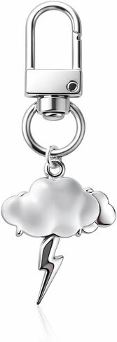 سلسلة مفاتيح VEOWOO Cloud - سحر حقيبة سلسلة مفاتيح الطقس للنساء مع صاعقة البرق، سلاسل مفاتيح لطيفة هدايا للفتيات - أبيض in Kuwait