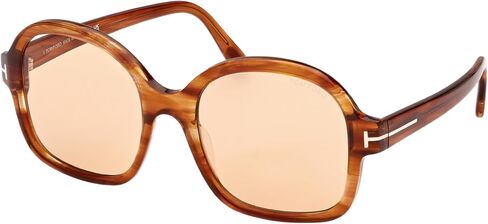 Tom Ford Sunglasses FT 1034 Hanley 45E Shiny Transparent Amber, t Logo/Brown in Saudi Arabia