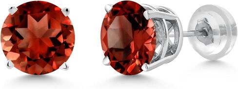 Gem Stone King 14K White Gold Red Garnet Stud Earrings For Women Men | 2.00 Cttw | Gemstone Birthstone | Round 6MM | Fine Jewelry Gifts for Her Mom Women Wife in Saudi Arabia