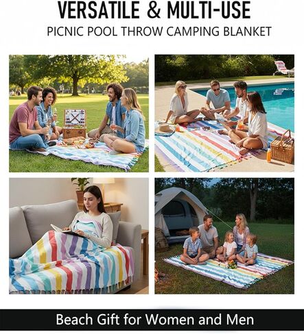 Yongoes Oversized Turkish Beach Towel Blanket Cotton Giant XL Sandproof Towels Huge Linen XXL Extra Large Big Throw Quilt Blankets for Adults Cloud Travel Camping Glamping Accessories Essentials in Saudi Arabia